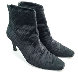 Salvatore Ferragamo Sentiment Black Fur Ankle Boots‎ 8.5 B